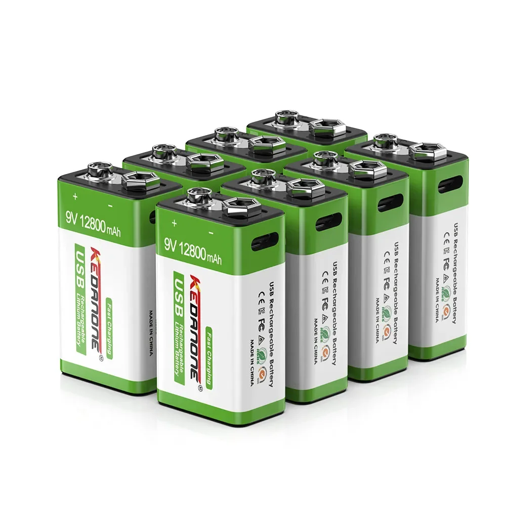 12800mAh 9V Li-ion Rechargeable Battery Micro USB Batteries 9V Lithium For Multimeter Microphone Toys Remote Control KTV: SKY BLUE