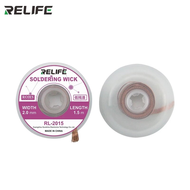 RELIFE-mecha para soldadura, cable eliminador de soldadura trenzada para PCB, herramienta de reparación de soldadura, 1 Uds., 1,5mm, 2mm, 2,5mm, 3mm, 5 uds.: RL-2015