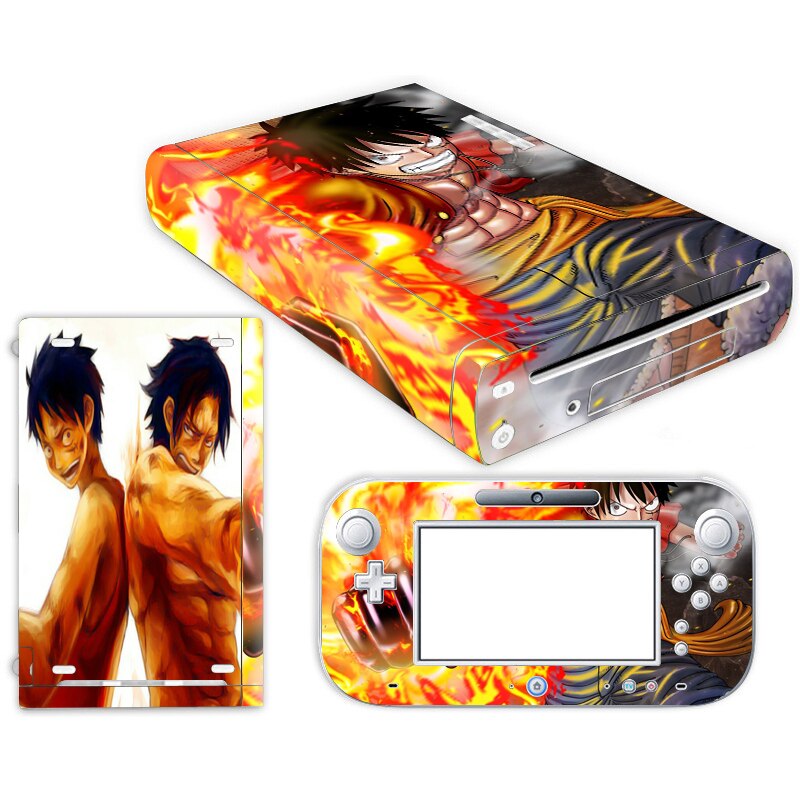 Anime One Piece Luffy Skin Sticker for Nintendo Wii U Console Cover with Remotes Controller Skins For Nintend wii u sticker