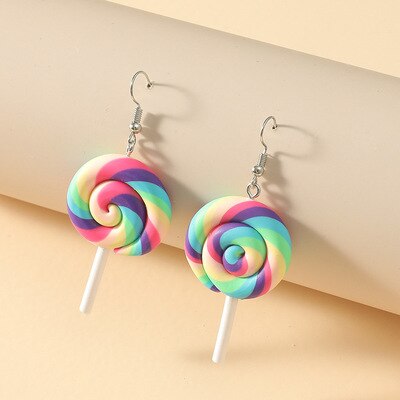 Pendientes colgantes de acrílico para niña, aretes llamativos de Medusa, cangrejo rosa, accesorios de , de cumpleaños: Lollipop
