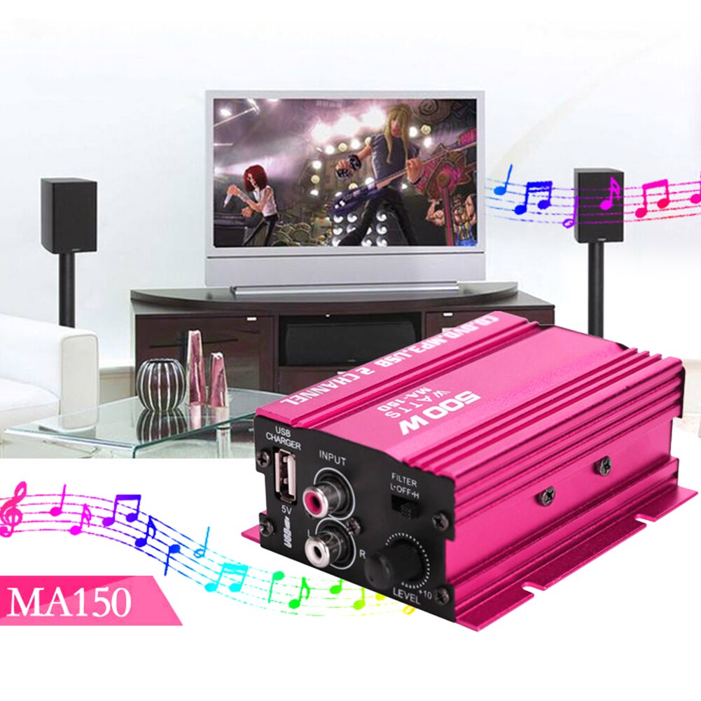 Universal Mini Subwoofer Aluminum Alloy Stereo Amplifier LED Indicator 2 Channel Power Audio Car Motorcycle Hi-Fi 12V 40W Home