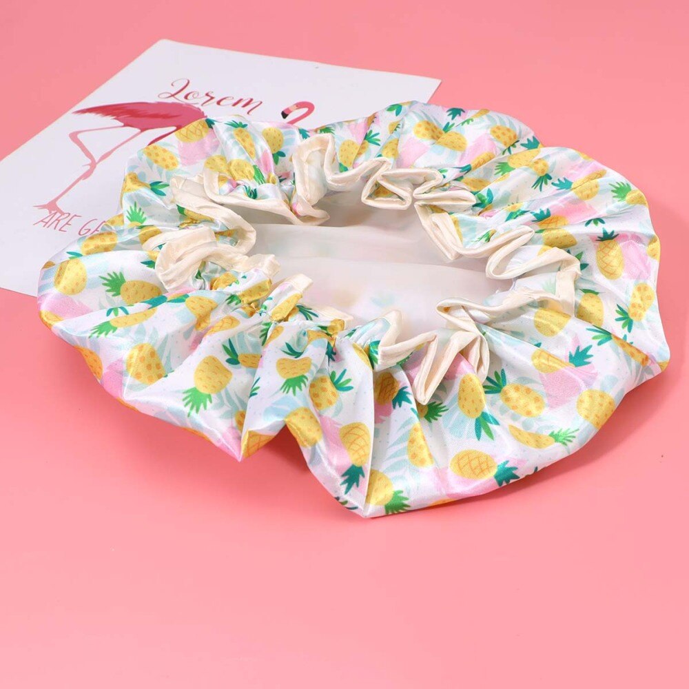 2 Stuks Geel Ananas Afdrukken Douche Cap Vrouw Badmuts Waterdichte Haar Beschermende Hoed Bad Caps Voor Dagelijks Gebruik