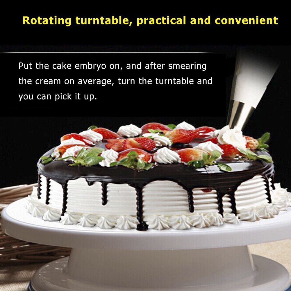 DIY Cake Turntable Baking Dishes Pastry Baking Tray Anti Slip Round Cake Stand Rotary Table Pan Cake Plate Rotating Turntable