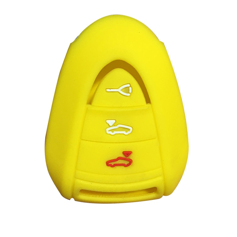 silica gel key cover For Porsche 911 997 Boxster 987 Cayman Parts Key Car Remote 3 Button Accessories Fob Shell: yellow