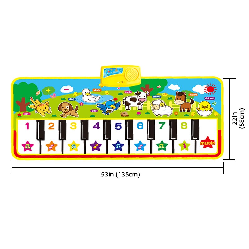 7 stili tappetino musicale per bambini di grandi dimensioni giocattoli per pianoforte giocattolo per bambini musica da gioco tappetino per bambini educazione precoce apprendimento regali per bambini: C 135x58cm