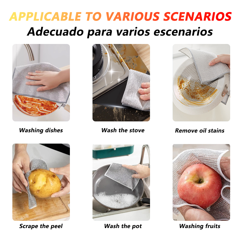 Chiffon de nettoyage magique, fil polyvalent, chiffon de nettoyage Miracle, filet de vaisselle innovant, serviette à main pour grille de vaisselle de cuisine