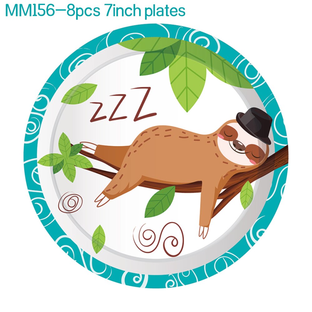 25pcs Cartoon Animals Sloth Jungle Party BIRTHDAY Party Paper Photobooth Props Photo Prop Wild ONE Baby Shower Party Supplies: MM156-7inch-8pcs