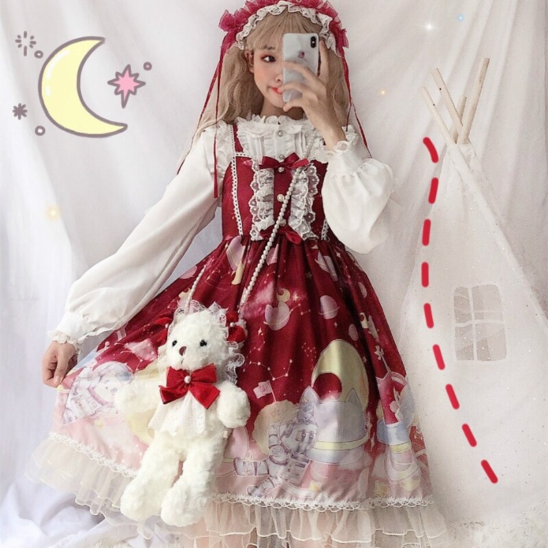 Kawaii lolita klänning vintage spets bowknot viktoriansk klänning kawaii flicka gotisk lolita sweety princess klänning loli cos