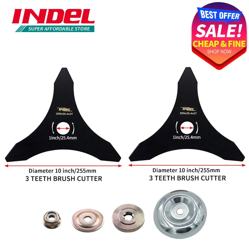 INDEL Bosmaaier Mes 10 "x 3 Tanden Koolstofstaal Grasmaaier Accessoires Tuin Gereedschap Trimmer Onderdelen Gereedschap: soort 3