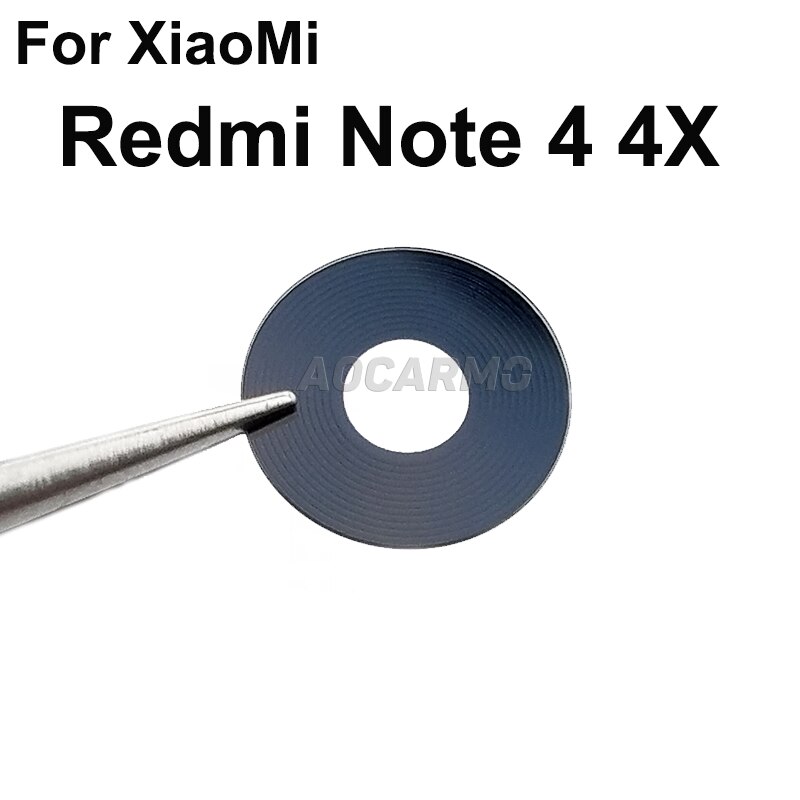 Aocarmo Rear Back Camera Lens Glass With Adhesive Sticker Replacement Part For XiaoMi Redmi Note 4 4X