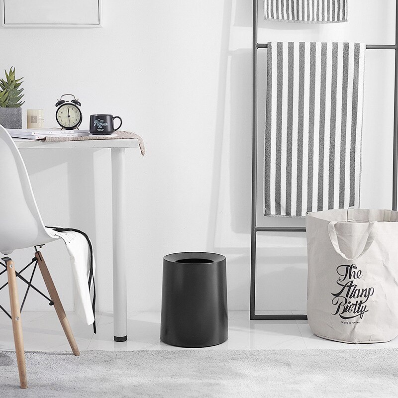 Europese Double-Layer Ronde Afvalbakken Thuis Woonkamer Slaapkamer Mode Opslag Bin Scrub Wc Keuken Zonder Deksel Prullenbak kan