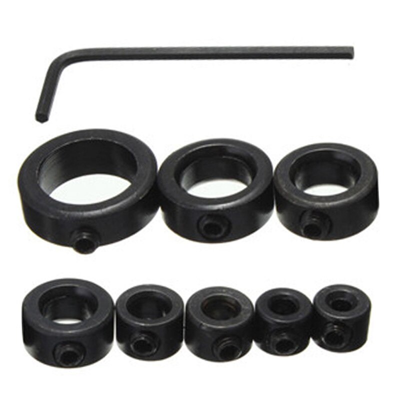 8PCS Countersink Drill Bit Set Adjustable Depth Stop Collar Woodworking Drilling Hardened