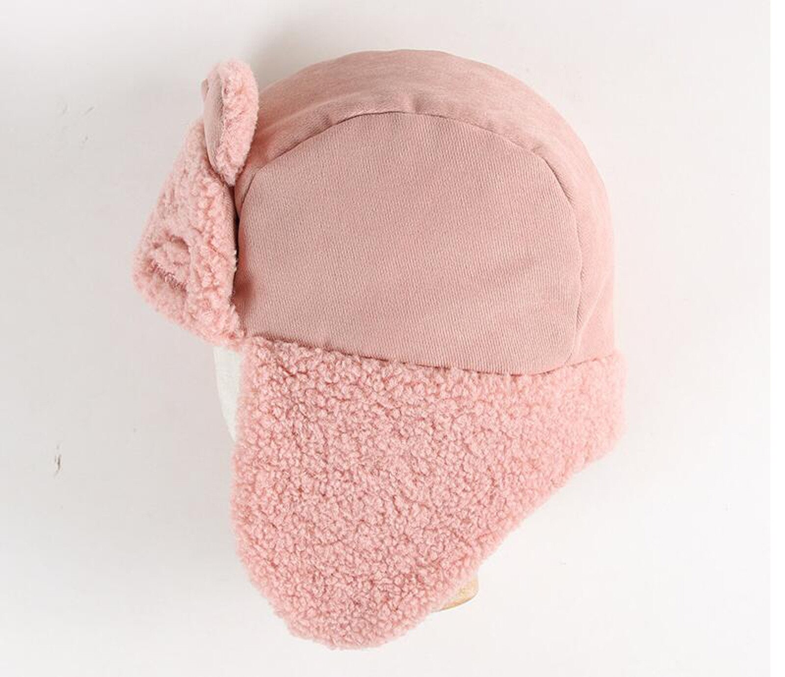 Winter Warm Children Kids Windproof plus velvet Fleece Earflaps Protection Solid Hat+Scarf Sets Cartoons Bear Hat