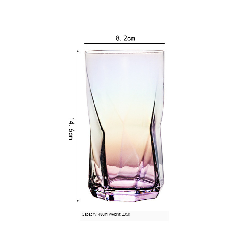 Nordisk whisky geometrisk kopp hushålls snapsglaskopp färgglad juice vinkopp genomskinlig mugg whisky ölglas gafas verre: Färgglada stora