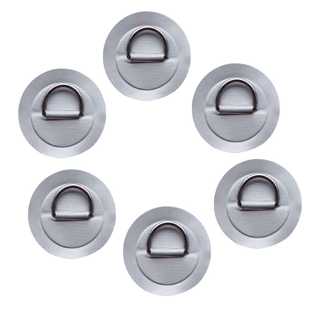 6 pcs/set 3.15' 316 Stainless Steel D Ring Pad/Patch for PVC Inflatable Boat Raft Dinghy Canoe Kayak Surfboard SUP Rowing Boats