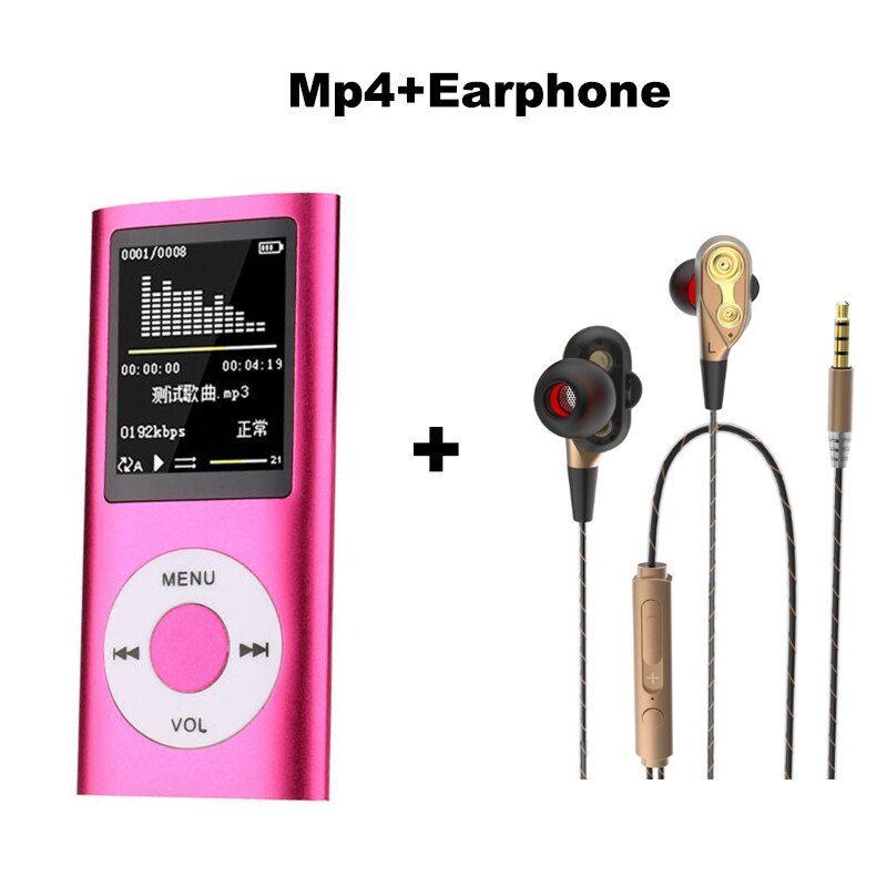 For IPod Style Portable 1.8" LCD MP3 MP4 Music Video Media Player FM Radio Portable Colorful MP3 MP4 Player Music Video: red MP4 earphone