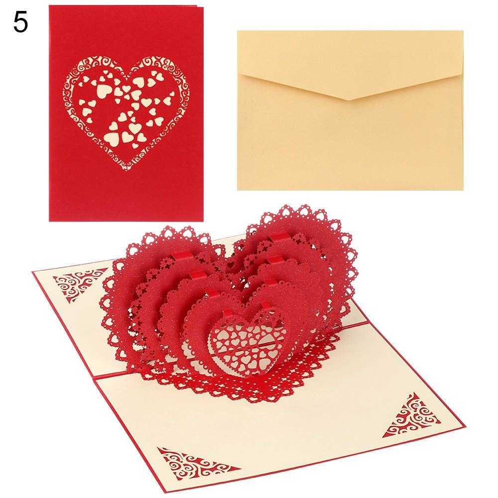 1Pcs 3D Pop Up Liefde Wenskaarten Met Envelop Voor Valentijnsdag Anniversary Wedding Uitnodiging Dank U Kaarten mode: 5