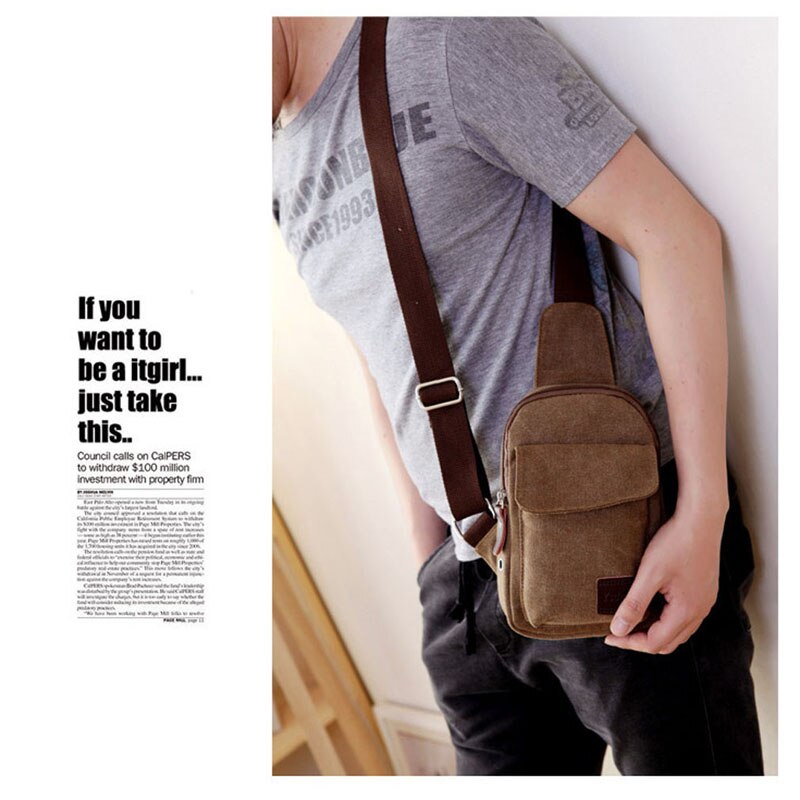 Small Chest Sling Bag Travel Hiking Cross Body Messenger Shoulder Casual Solid Canvas Bag Handbag