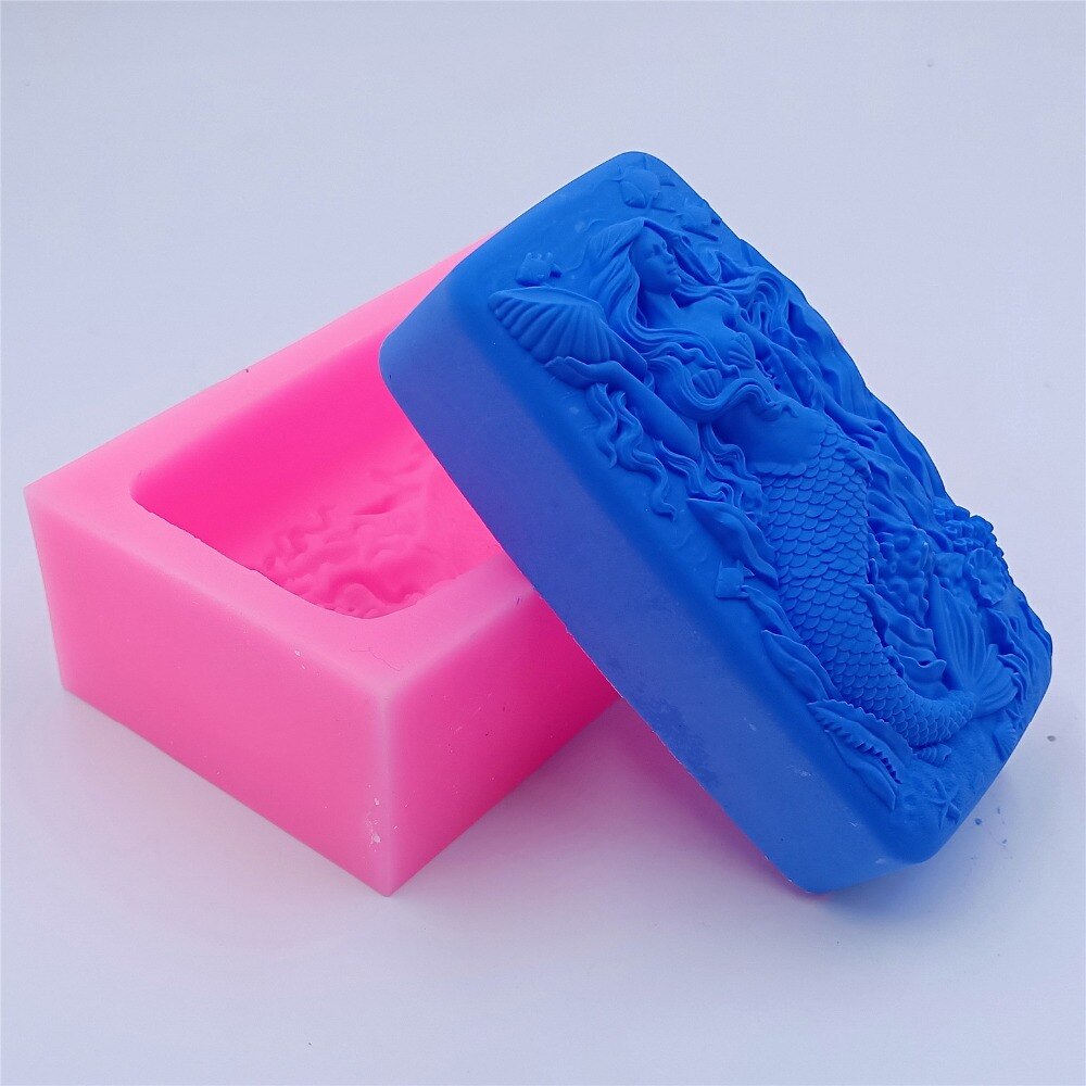 Mermaid Zeep Mal Zachte Siliconen Mal voor Bar Zeep Maken Chocolade Cake Hars Ambachtelijke Aromatherapie Gips Mallen