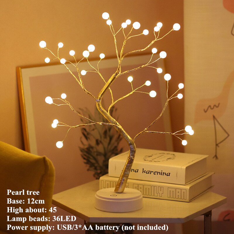 36/108 LEDS Night Light Bonsai Tree Light USB Copper wire Table Lamp for Home bedroom indoor kids bar Decor fairy light