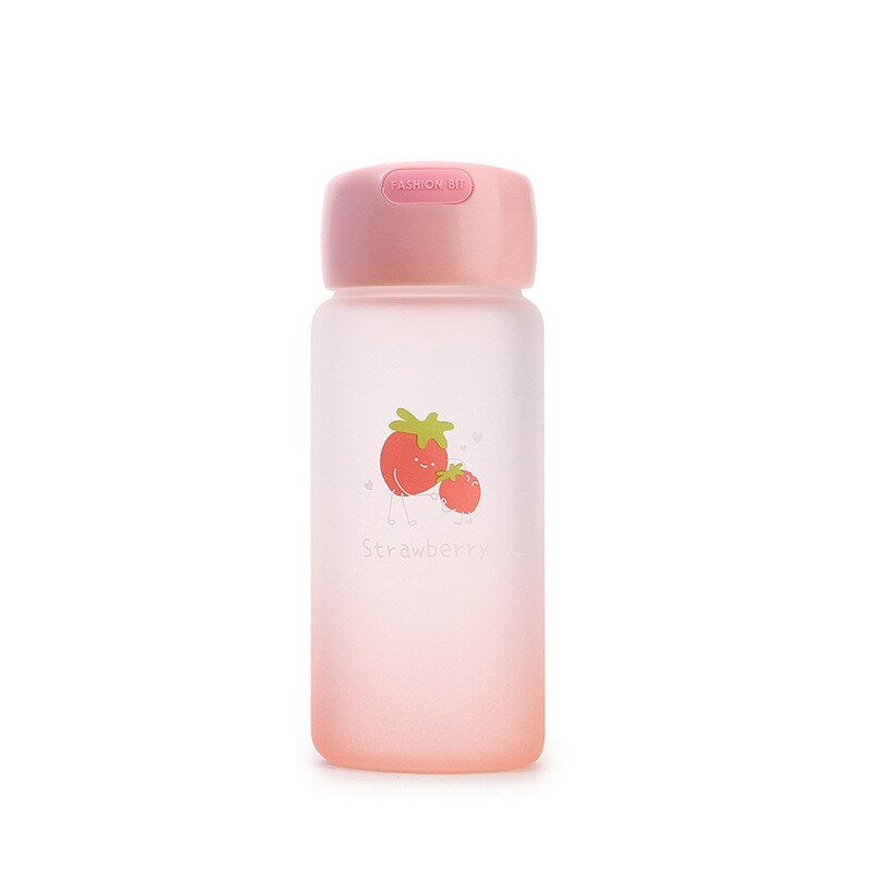 400ml kawaii frukt missfärgning frostat glas vattenflaska flickor student bärbara sportflaskor tecknad juice mjölk kopp