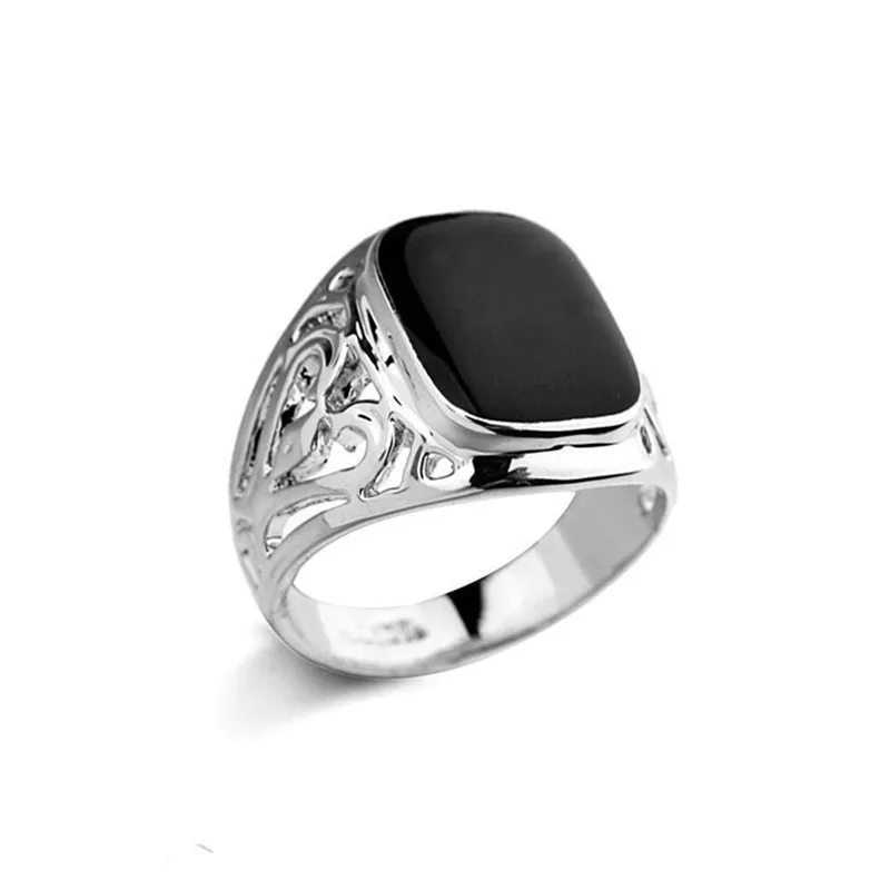 Anillos de cristal tallados huecos para hombres, joyería de de boda de compromiso, accesorios de anillo masculino, tamaño 6-10, 3 colores,: 8 / Blanco