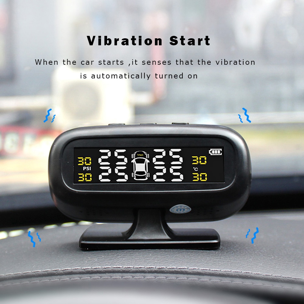 Tire Pressure Monitoring System Solar TPMS Temperature Warning Fuel Save With 4 External Sensors Car Tyre Pressure Monitor