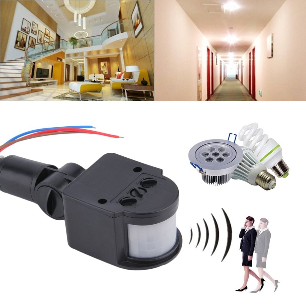 Universal Motion Sensor Light Switch Outdoor AC 220V Automatic Infrared PIR Motion Sensor Switch With LED Light
