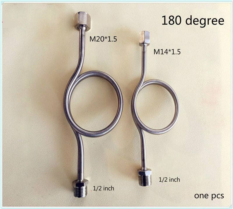 Tubo manómetro de 1/2 pulgadas, tubo amortiguador de acero inoxidable 304, Conector de manómetro de 90 y 180 grados, accesorio de tubería de codo