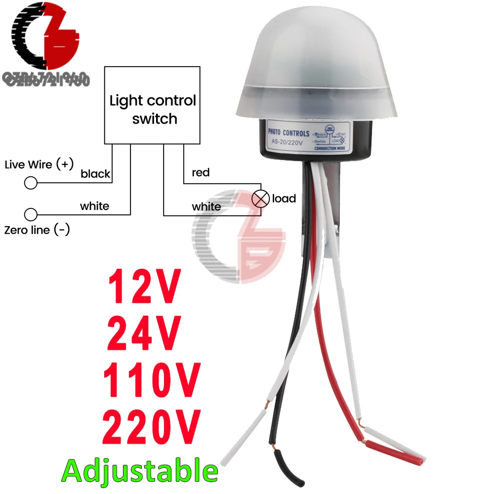 wie-20 automatische automatische Ein-Aus-Fotozelle Straßen laternen schalter AC/DC 12V 10a Fotos teuerung Fotosc Halfter Sensor Schalter 4 Draht