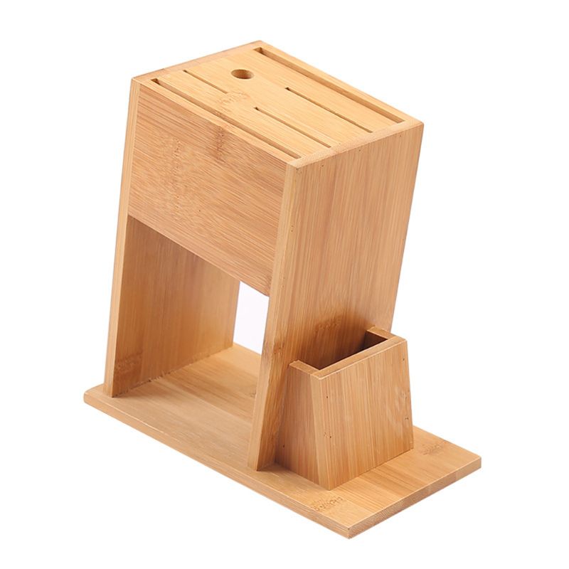 Bamboe Messenblok Stand Houder Scissor Slot Messen Opslag Plank Rack Organizer K4UA