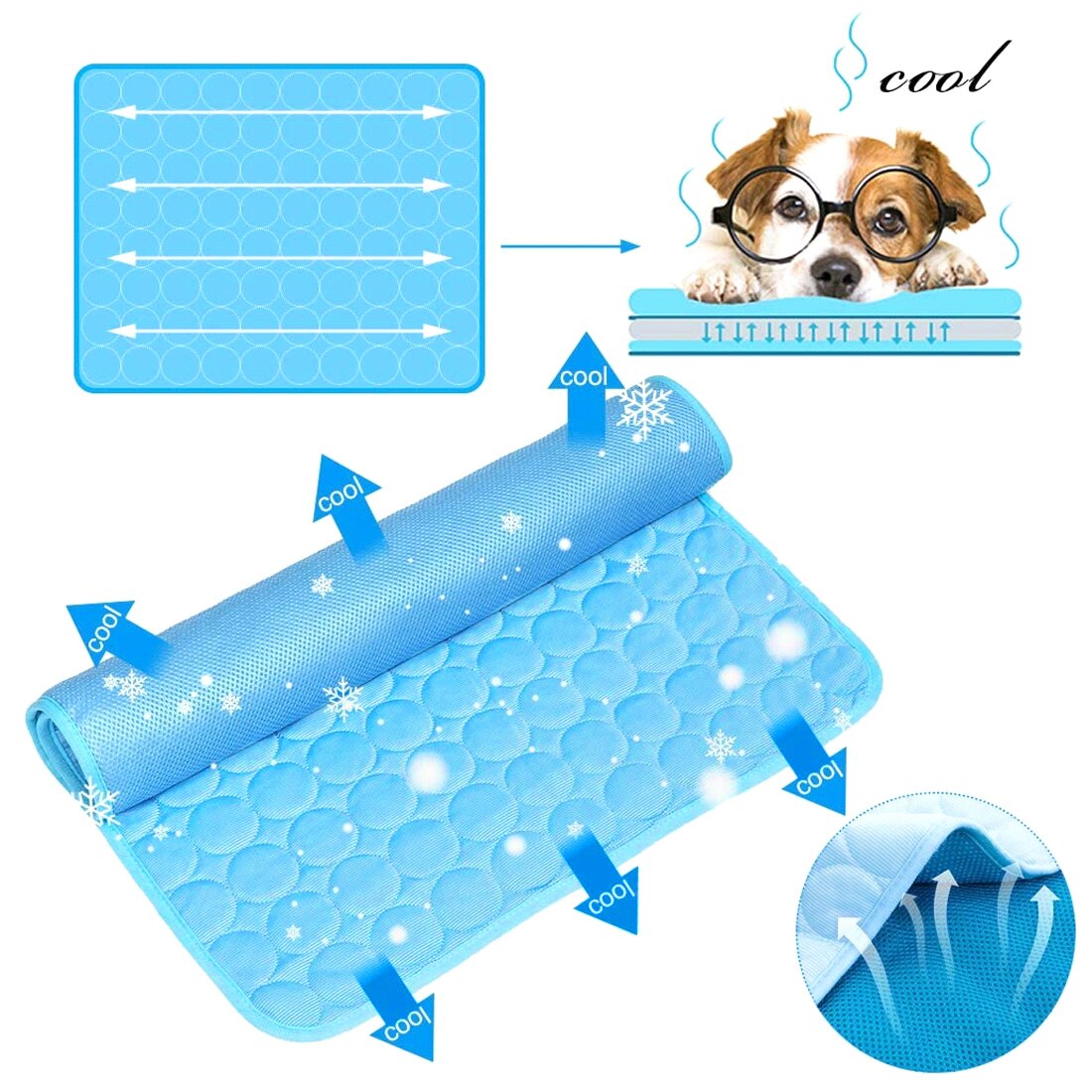 Dog Mat Cooling Summer Pad Mat For Dogs Cat Blanket Sofa Breathable Pet Dog Bed Summer Washable for Cat/ Dog/ Puppies/ Kittens
