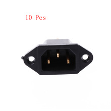 10 stks/set AC 250 v 10A 3-Pin Terminal IEC320 C14 Inlaat Power Plug Socket Zwart