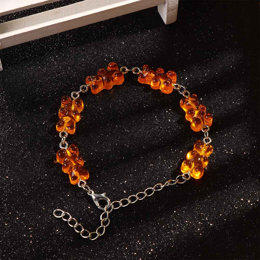 Tegneserie regnbue slik bjørn ins farvet gummi slik kvinde bjørn hoppe di hip hop gelé farve armbånd pige armbånd: Orange