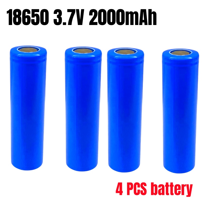 18650 3.7V 2000mAh Batería Recargable + Cargador: Morado