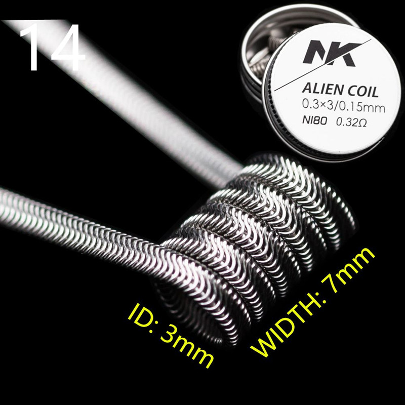 NK N90 fused clapton Ni90 coil premade high pure material maker nichrome for e cigarette RTA RDA prebuilt: 14. 0.3x3-0.15 6Pcs