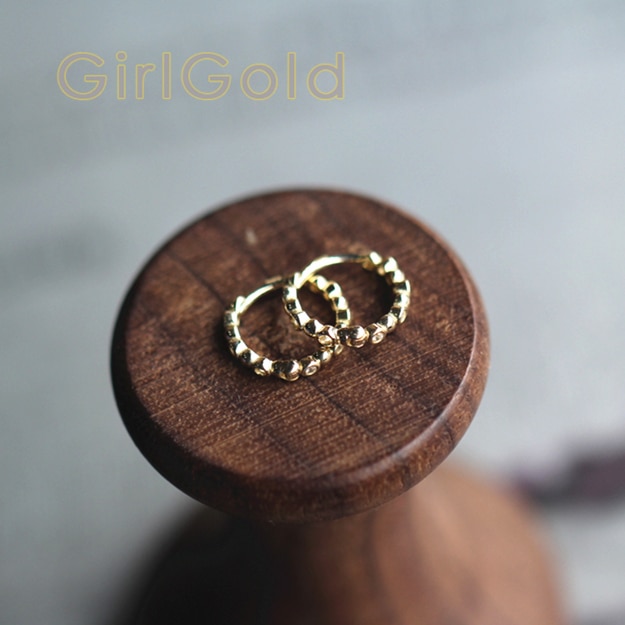 9 K Solid Gold Runde kristall Dainty Stud Ohrringe Schmuck Minimal Stil braut dusche brautjungfer Victorian Vintage retro