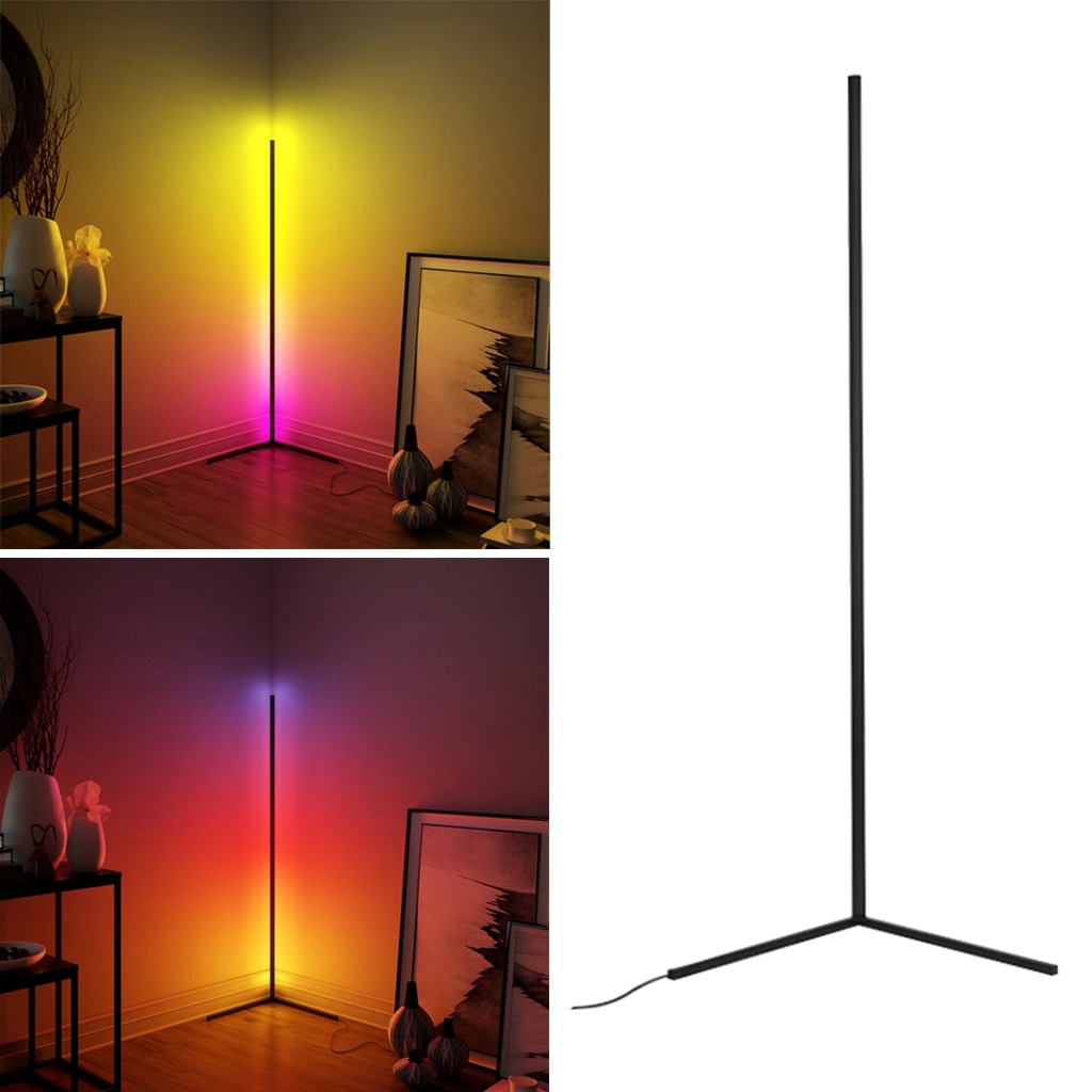 43inch Tall LED Corner Floor Lamp 16 Million Colours Bedroom Light Touch Wireless Remote Control 9W