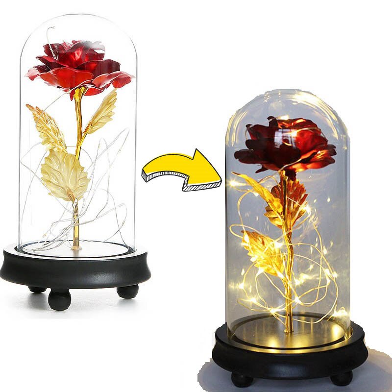 Medium Beauty And The Beast Rose Forever Rose LED Flashing Rose Forever Rose Lamp Night Light Romantic Valentines Day