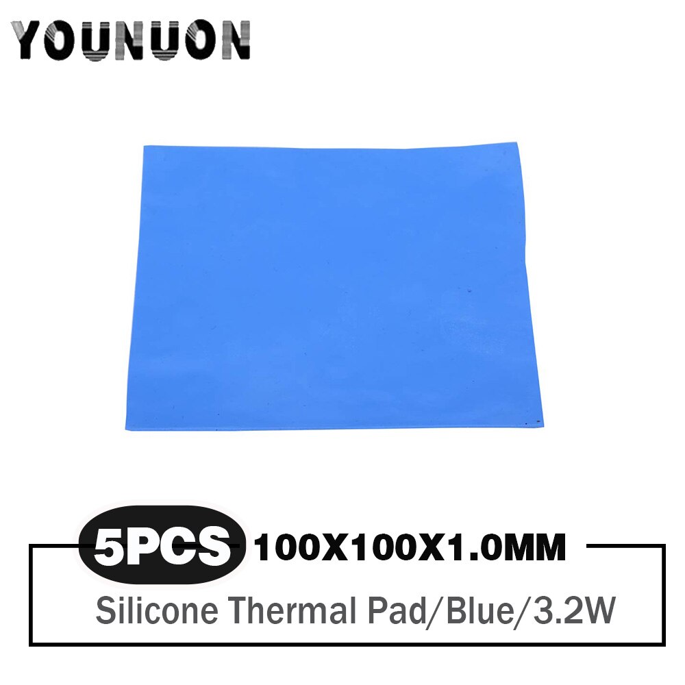 5 Stuks 100*100*1Mm Thermal Pad Gpu Cpu Heatsink Cooling Geleidende Siliconen Pad