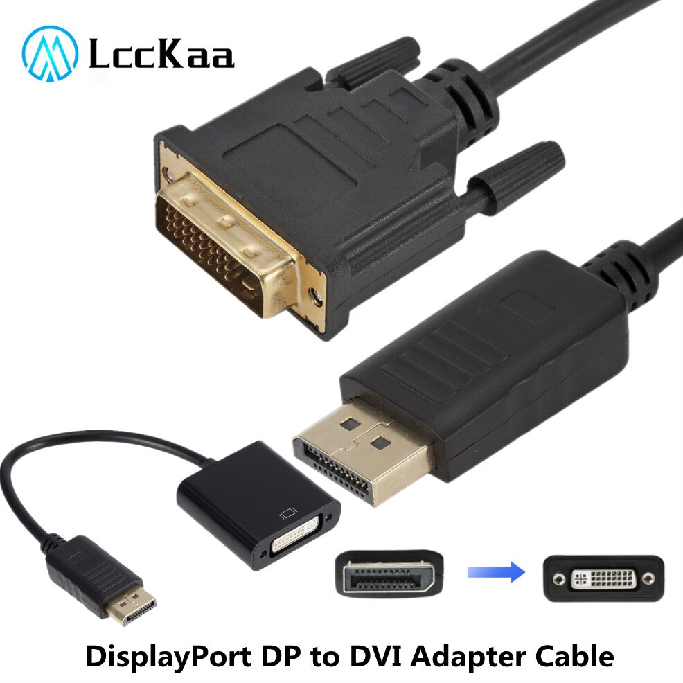 Lcckaa Displayport Display Port Dp Naar Dvi Adapter Kabel Male Naar Male Converter Voor Pc Computer Laptop Hdtv Monitor Projector