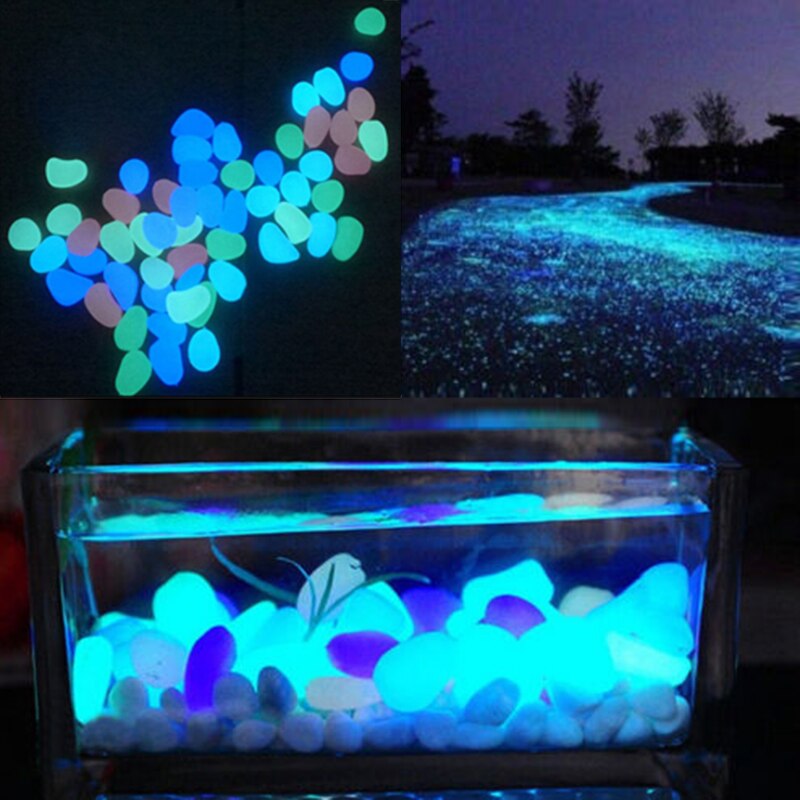 Caillou en plastique Fluorescent, qui brille dans la nuit, pour Aquarium et jardin, 1 pièce