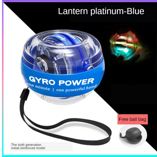 LED Light Self-starting Power ball Wrist Power Hand Ball Muscle Relax Spinning Wrist Trainer Exercise Equipment Strengthener: blue Lantern 1 bag