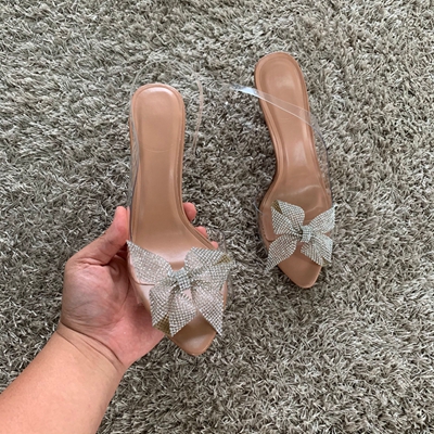 2024 Dames Hoge Hakken Sandaal Schoenen Vrouw Strass Strik Sandalen Vrouwen Pumps Zomer Feest Slippers Vlinder Knoop Trouwschoen: 6