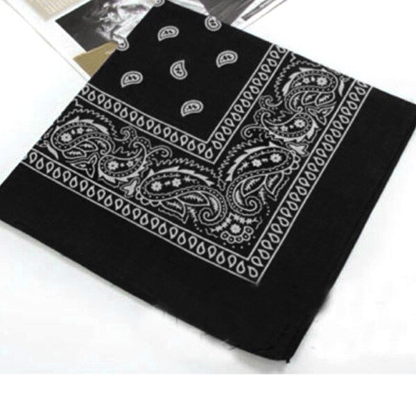 Unisex Hip Hop Black Bandana Headwear Hair Band Neck Scarf Wrist Wraps Square Scarves Print Handkerchief Square Bandana: A-14