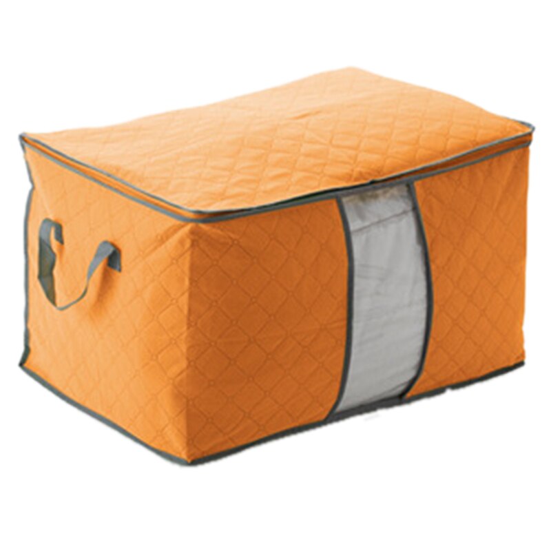 Boîte de rangement en tissu Non tissé | Boîte de rangement en tissu Non tissé pliable, boîte de rangement à fermeture éclair, organisateur à fenêtre transparente avec poignées: YELLOW