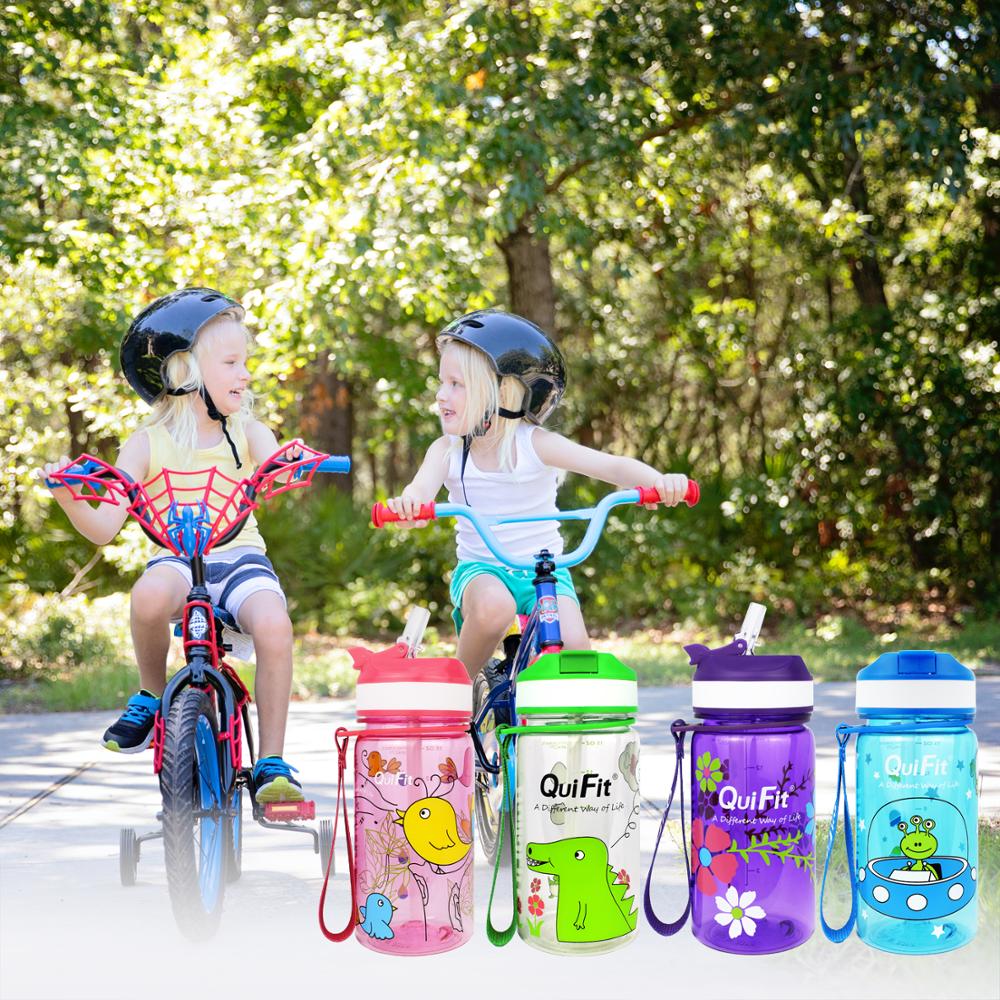 Quifit Tritan Water Bottle 450ml BPA Free Children Bottles Ourdoor Jug Tour Bottles Lovely Kettle for Kids
