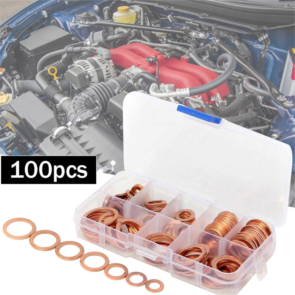 100PCS Copper Washer M4-M14 Effen Seal Ring Set Goede Elektrische Geleidbaarheid Hardware Accessoires