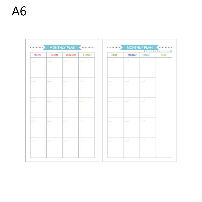 6 gaten vulling binnenpapier dagboek week maand planner voor  a5 losse bladen notitieboek: C