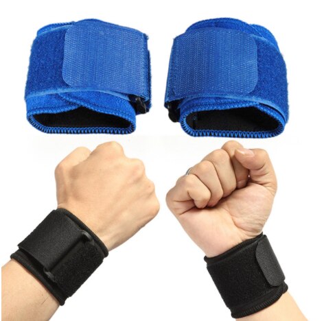 1 Paar Beschermende Polssteun Verstelbare Gewichtheffen Elastische Zachte Druk Polsband Geweldig Voor Outdoor Sport: blue